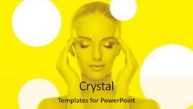  Presentation with swimming beautiful girl swims underwater - PPT theme with duotone - beautiful face of young background and a yellow colored foreground