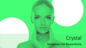  Presentation with swimming beautiful girl swims underwater - Cool new PPT theme with duotone - beautiful face of young backdrop and a seafoam green colored foreground