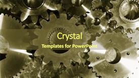  Presentation with industry sprockets cogwheels and bearing - Presentation enhanced with duplex bronze toning focal-point background and a tawny brown colored foreground