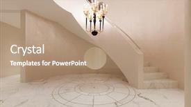  Presentation with interior - Audience pleasing slide set consisting of luxury home curved staircase - interior entrance modern house backdrop and a coral colored foreground