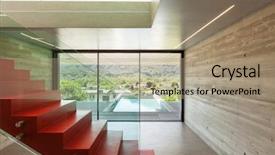  Presentation with villa - Audience pleasing presentation theme consisting of loft wall - interior red staircase in modern backdrop and a coral colored foreground