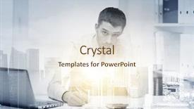  Presentation with business calculator - Slides enhanced with city background and double background and a cream colored foreground