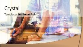  Presentation with project manager - Amazing slides having manager working new private banking backdrop and a cream colored foreground