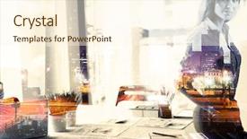  Presentation with project manager - Theme consisting of manager working new private banking background and a cream colored foreground