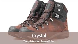  Presentation with tourist - Theme featuring durability - mans tourist boots isolated background and a coral colored foreground