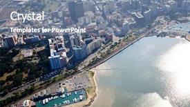  Presentation with cbd - PPT theme having overhead view of durban city background and a seafoam green colored foreground
