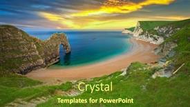  Presentation with vintage door nature - Slide deck enhanced with durdle-door-at-the-beach background and a tawny brown colored foreground