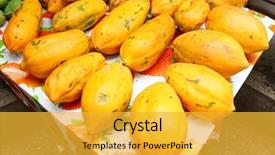  Presentation with fresh papaya - PPT theme featuring durian - fresh the papaya carica papaya background and a yellow colored foreground