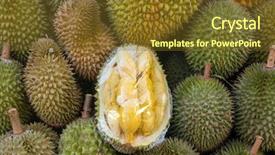  Presentation with durian - Presentation theme consisting of durian fruits on the market background and a tawny brown colored foreground