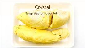  Presentation with durian - Amazing PPT layouts having durian king of fruits backdrop and a cream colored foreground