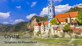  Presentation with vienna - Colorful presentation theme enhanced with durnstein near vienna lower austria backdrop and a coral colored foreground