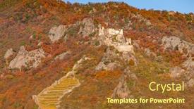  Presentation with river valley - Cool new theme with durnstein on the danube river in wachau valley austria backdrop and a tawny brown colored foreground