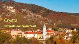  Presentation with danube - PPT theme enhanced with durnstein-on-the-danube-river background and a tawny brown colored foreground