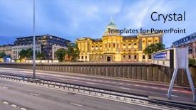  Presentation with dusk - Cool new presentation theme with dusk at glasgow mitchell library backdrop and a light blue colored foreground