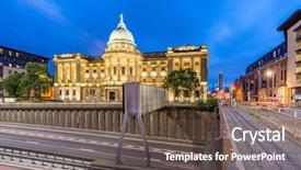  Presentation with dusk - Presentation design consisting of dusk at glasgow mitchell library background and a violet colored foreground
