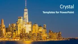  Presentation with manhattan - PPT theme featuring dusk from new jersey background and a ocean colored foreground
