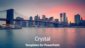  Presentation with brooklyn - Amazing presentation theme having dusk new york city backdrop and a ocean colored foreground