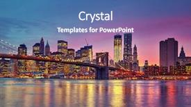  Presentation with new york city - Slide deck with dusk new york city background and a ocean colored foreground