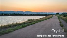  Presentation with fort - Beautiful PPT theme featuring dusk-over-bike-trail backdrop and a gray colored foreground