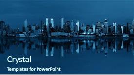  Presentation with cable stayed bridge over river - Slide set featuring dusk panorama over hudson background and a ocean colored foreground