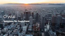  Presentation with downtown los angeles - Presentation design with dusk-sunset-aerial-of-downtown and a dark gray colored foreground