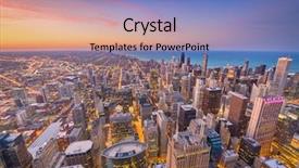  Presentation with chicago skyline - Presentation design with chicago illinois usa aerial downtown background and a teal colored foreground