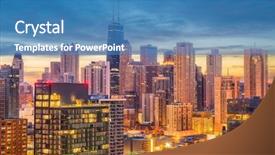  Presentation with chicago skyline - Slide deck having chicago illinois usa aerial downtown background and a teal colored foreground
