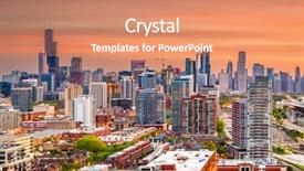  Presentation with chicago skyline - PPT theme consisting of chicago illinois usa aerial downtown background and a coral colored foreground