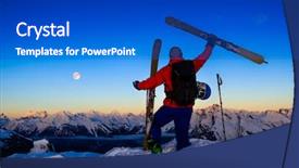  Presentation with skiing - Presentation design with dusk view of swiss famous background and a  colored foreground