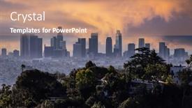  Presentation with downtown los angeles - Amazing slides having dusk-view-of-tree-covered backdrop and a coral colored foreground
