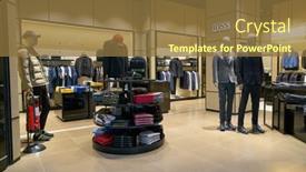  Presentation with luxury fashion - Slides with dusseldorf-germany-circa-october-2018 background and a tawny brown colored foreground