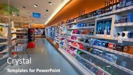  Presentation with metropolitan - Beautiful PPT theme featuring dusseldorf-germany-sep-16-cosmetics backdrop and a seafoam green colored foreground