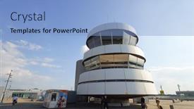  Presentation with control tower - Audience pleasing slide set consisting of dusseldorf-sep-16-control-tower backdrop and a light blue colored foreground