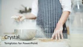  Presentation with flour - Colorful PPT layouts enhanced with dust bowl - chef in uniform sprinkling wheaten backdrop and a light gray colored foreground