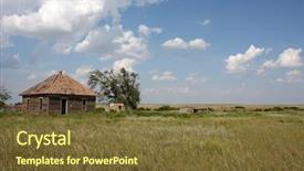  Presentation with 1930s - Cool new PPT theme with dust bowl - circa 1930s country home backdrop and a tawny brown colored foreground
