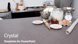  Presentation with cookies - Cool new presentation theme with dust bowl - cookies ingredients in the kitchen backdrop and a gray colored foreground