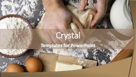  Presentation with dough - Presentation design with dust bowl - male hands kneading raw dough background and a coral colored foreground