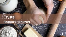  Presentation with dough - Beautiful presentation theme featuring dust bowl - male hands kneading raw dough backdrop and a tawny brown colored foreground