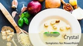  Presentation with dust - Slide set enhanced with dust bowl - onion soup puree background and a soft green colored foreground