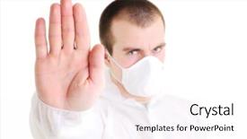  Presentation with breathing - Amazing PPT theme having breathing aparatis - man gesturing stop backdrop and a  colored foreground