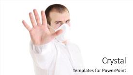 Presentation with biohazard - Theme having biohazard symbol - man gesturing stop background and a  colored foreground