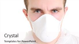  Presentation with breathing - Cool new presentation design with breathing aparatis - man with respirator isolated backdrop and a lemonade colored foreground