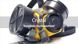  Presentation with filter - Slide deck featuring respirator with interchangeable filter cartridges background and a dark gray colored foreground