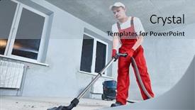  Presentation with cleaning service - PPT theme having cleaning service dust removal background and a light gray colored foreground