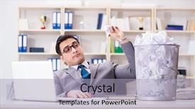  Presentation with recycling paper - Slide deck featuring dustbin - businessman in paper recycling concept background and a light blue colored foreground