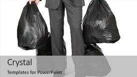  Presentation with new beginnings - Colorful PPT theme enhanced with dustbin - businessman taking out the trash backdrop and a light gray colored foreground