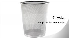  Presentation with garbage - PPT layouts with dustbin - empty metal trashcan garbage bin background and a white colored foreground
