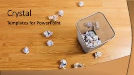  Presentation with base ball field - Slide deck enhanced with dustbin - metal basket and paper ball background and a  colored foreground