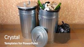  Presentation with recycling - Amazing PPT theme having dustbin - recycling bins on wall background backdrop and a coral colored foreground
