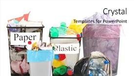  Presentation with recycling - PPT theme featuring dustbin - recycling concept isolated on white background and a white colored foreground